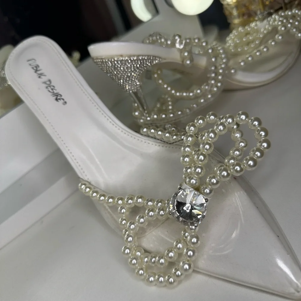 Elegant Pearl Embellished Clear Heels